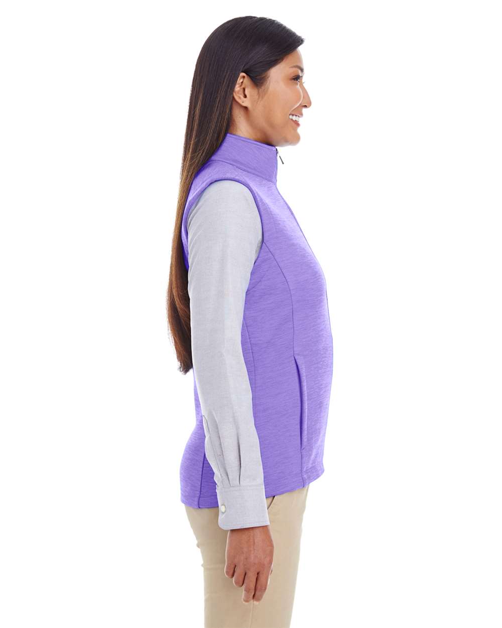 Women's Newbury Mélange Fleece Vest - OnModelSide - B813B2672 - Grape Heather