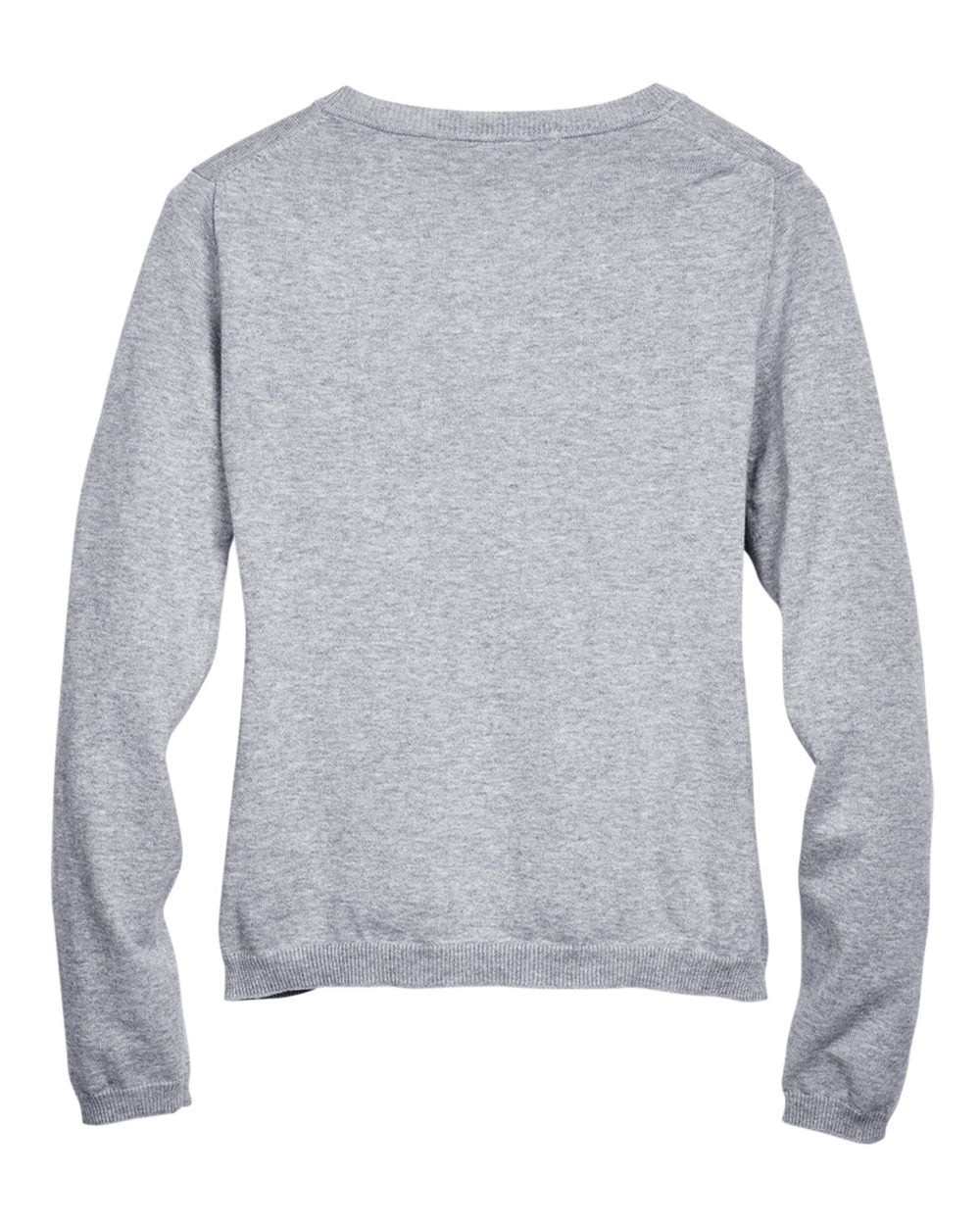Women's V-Neck Sweater - Back - B806B2354 - Grey Heather