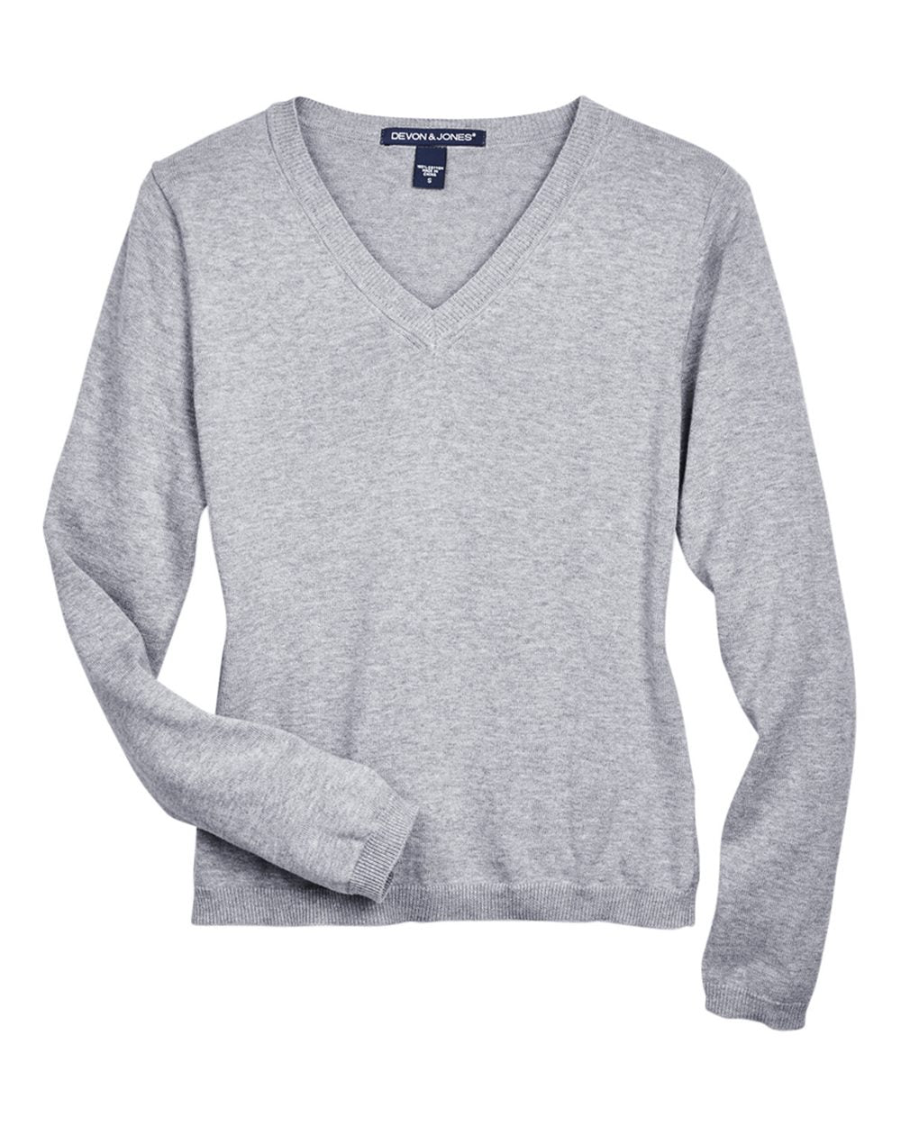 Women's V-Neck Sweater - Front - B806B2354 - Grey Heather