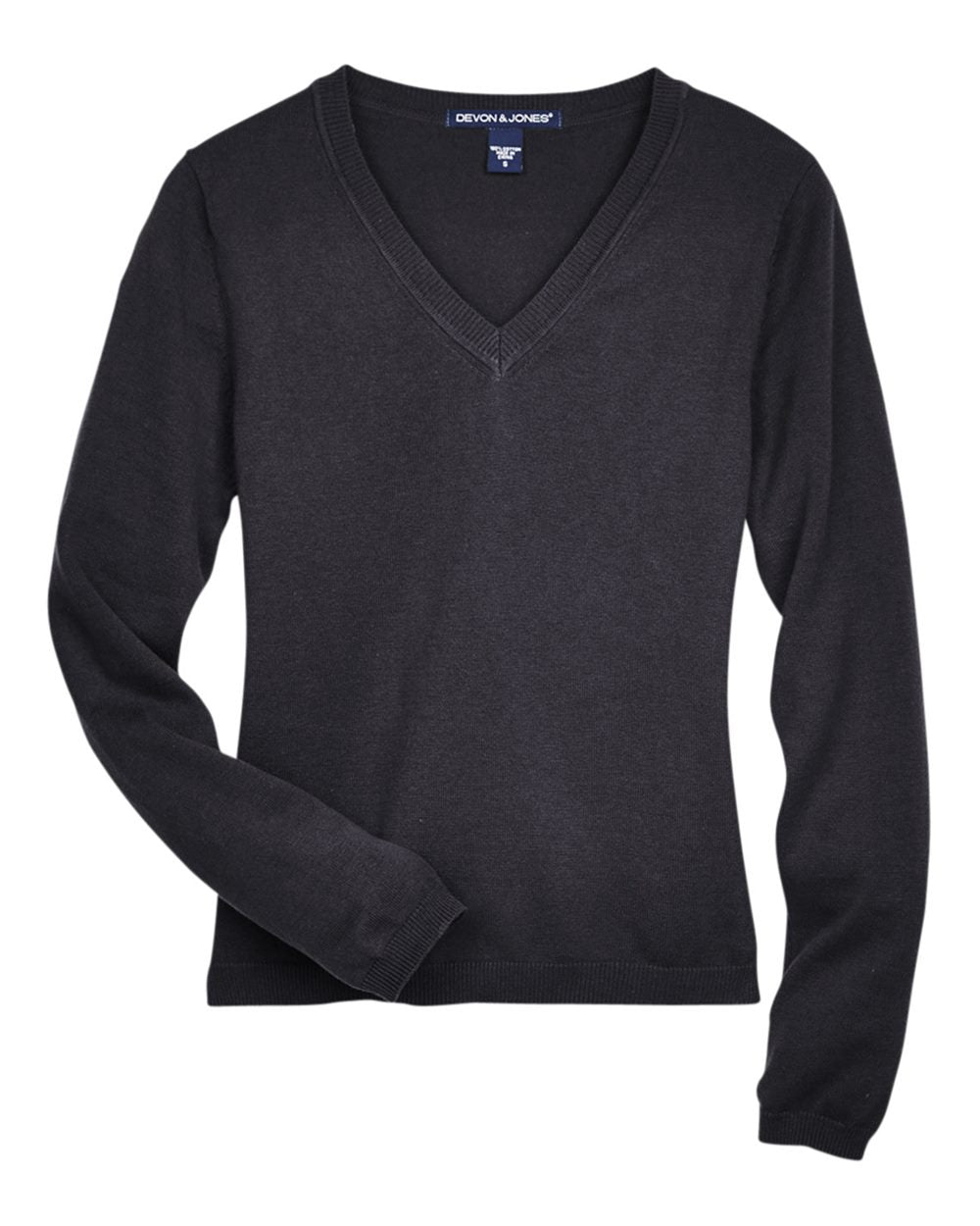 Women's V-Neck Sweater - Front - B806B2506 - Black