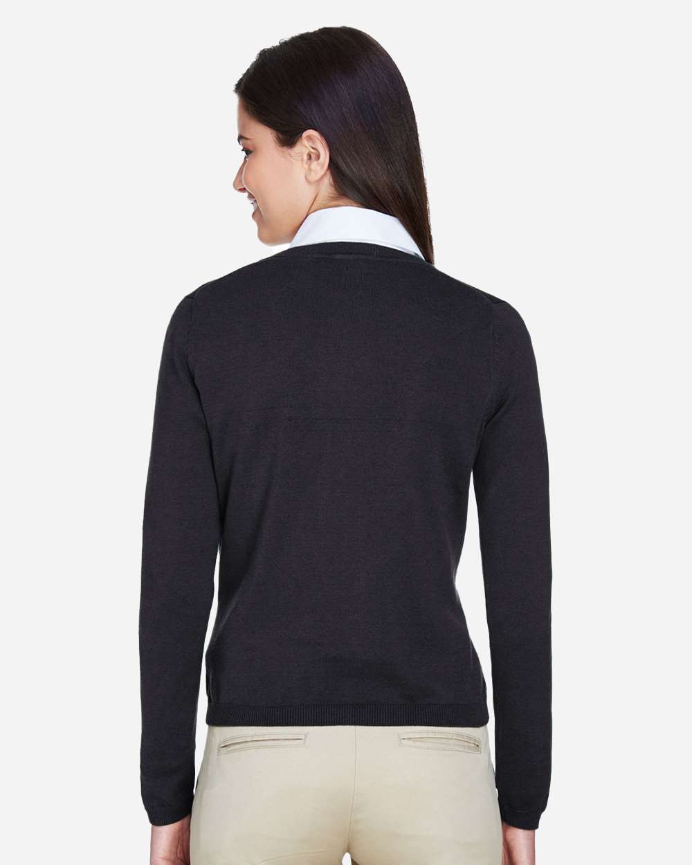 Women's V-Neck Sweater - OnModelBack - B806B2506 - Black