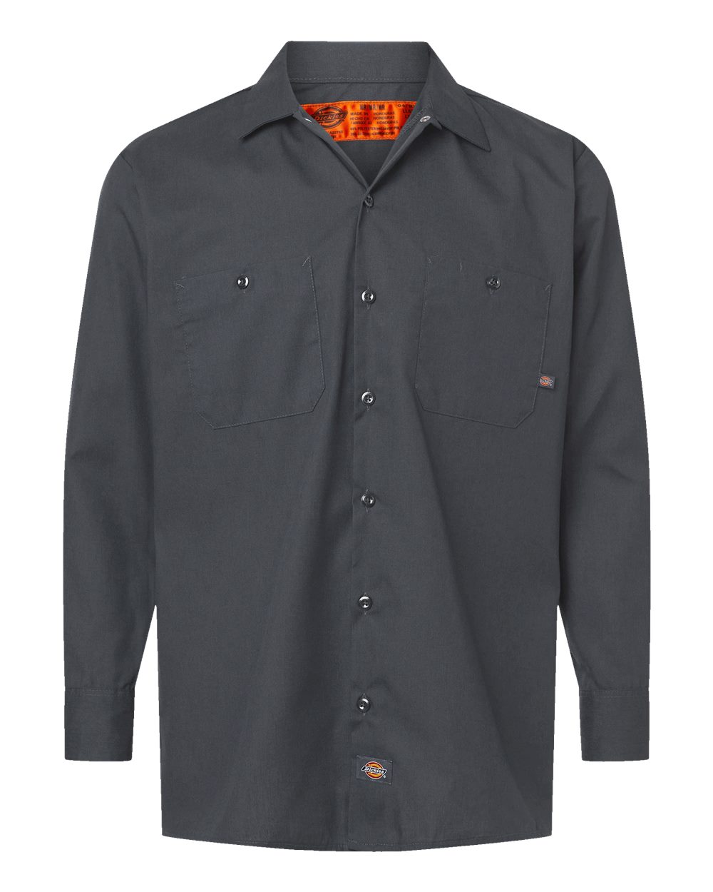 Men's Industrial Long Sleeve Work Shirt - Front - B09830093 - Dark Charcoal