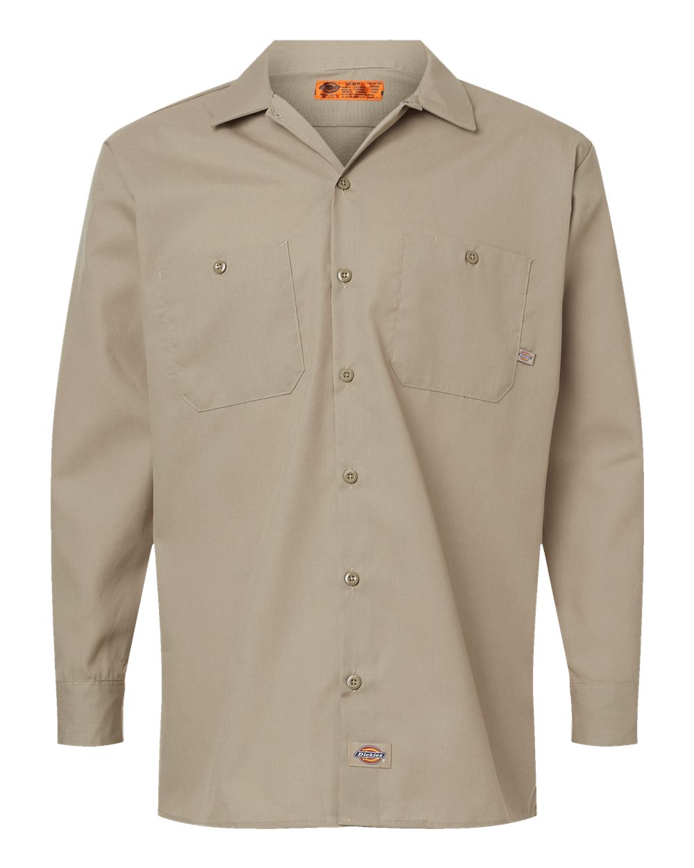 Men's Industrial Long Sleeve Work Shirt - Front - B09830733 - Desert Sand