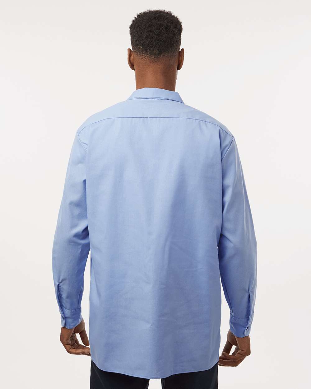 Men's Industrial Long Sleeve Work Shirt - OnModelBack - B09830253 - Light Blue