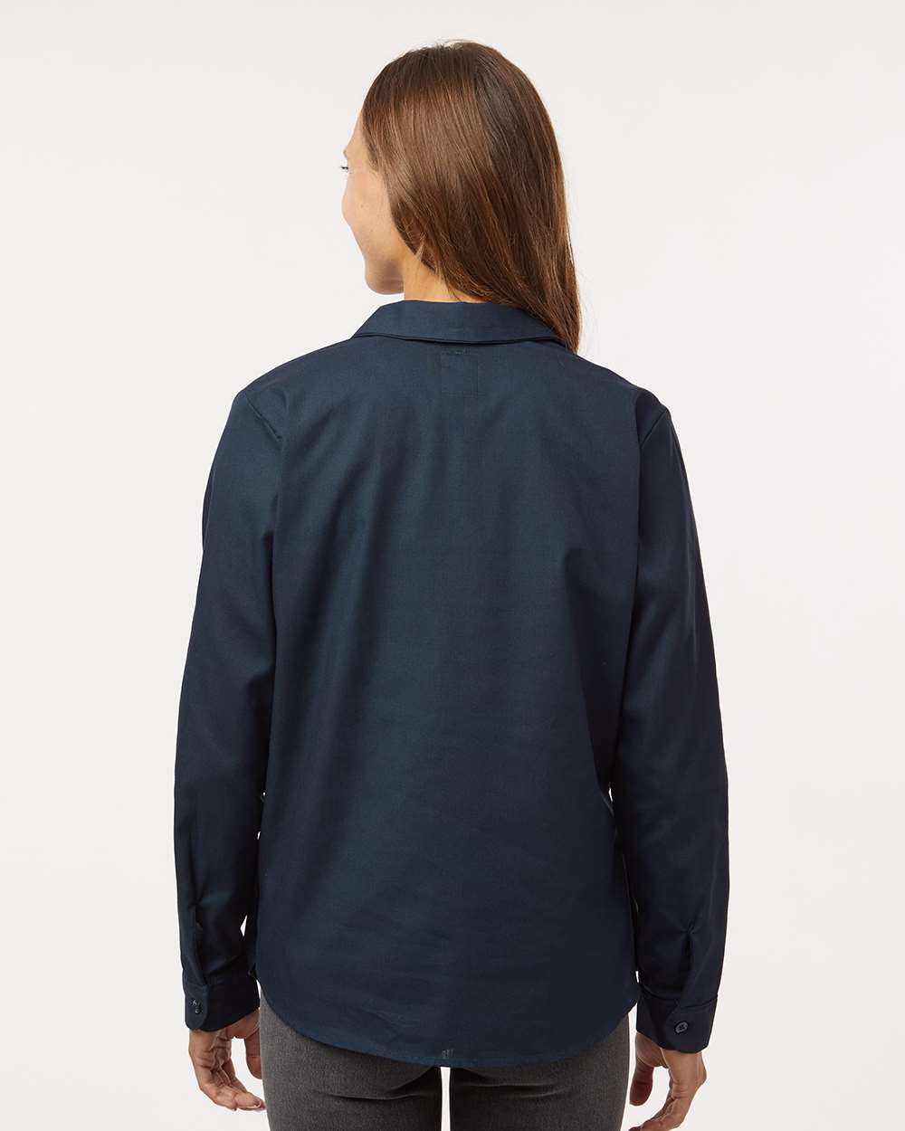 Women's Long Sleeve Industrial Work Shirt - OnModelBack - B10130863 - Dark Navy