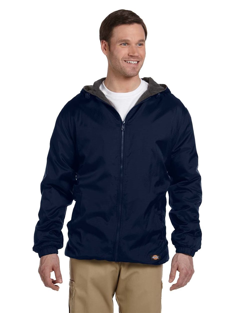 Men's Fleece Lined Nylon Hooded Jacket - styleImage