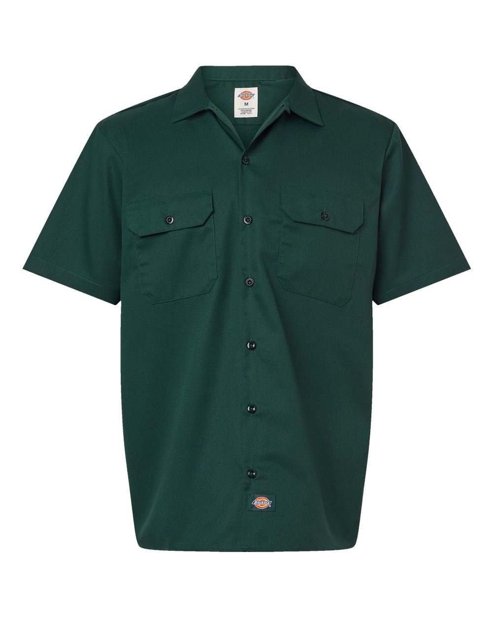 Men's Short Sleeve Work Shirt - Front - B61630543 - Hunter Green