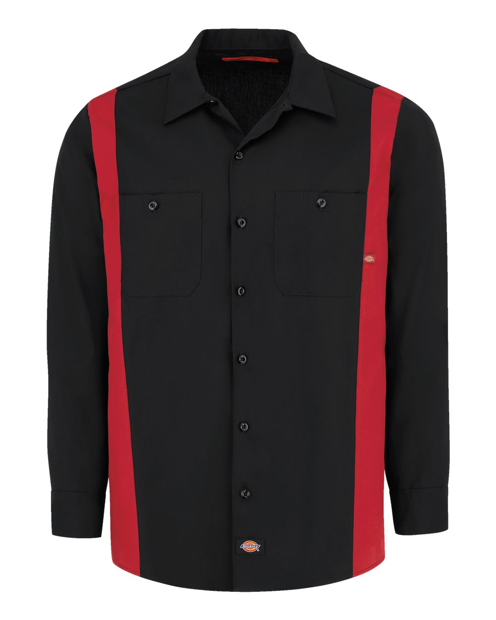 Men's Industrial Colorblocked Long Sleeve Shirt - Front - B74230103 - Black/ English Red