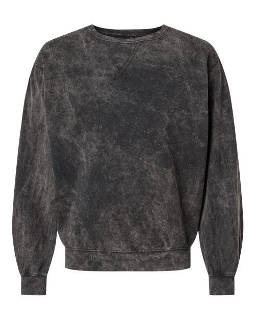 Premium Fleece Mineral Wash Crewneck Sweatshirt - Front - B04314503 - Black Mineral Wash