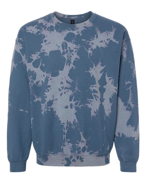 Essential Fleece Bleach Wash Crewneck Sweatshirt - Front - B06914653 - Blue Gobi