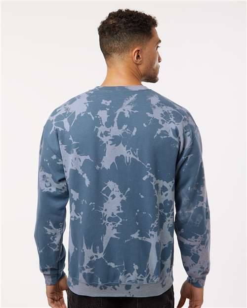 Essential Fleece Bleach Wash Crewneck Sweatshirt - OnModelBack - B06914653 - Blue Gobi
