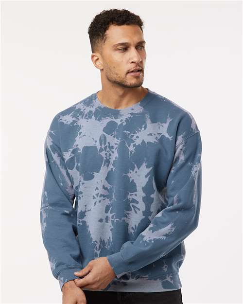 Essential Fleece Bleach Wash Crewneck Sweatshirt - OnModelFront - B06914653 - Blue Gobi