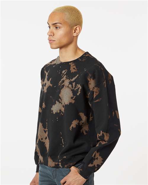 Essential Fleece Bleach Wash Crewneck Sweatshirt - OnModelSide - B06914103 - Gobi