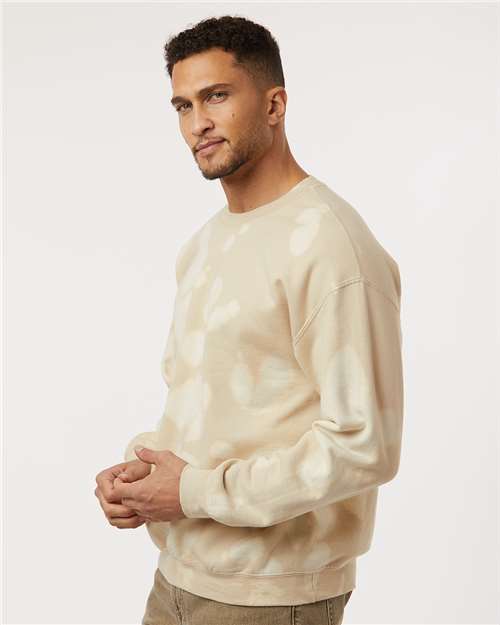 Essential Fleece Bleach Wash Crewneck Sweatshirt - OnModelSide - B06914243 - Sand Gobi