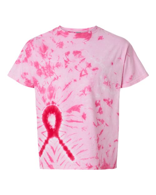 Awareness Ribbon Tie-Dyed T-Shirt - Front - B05114303 - Pink