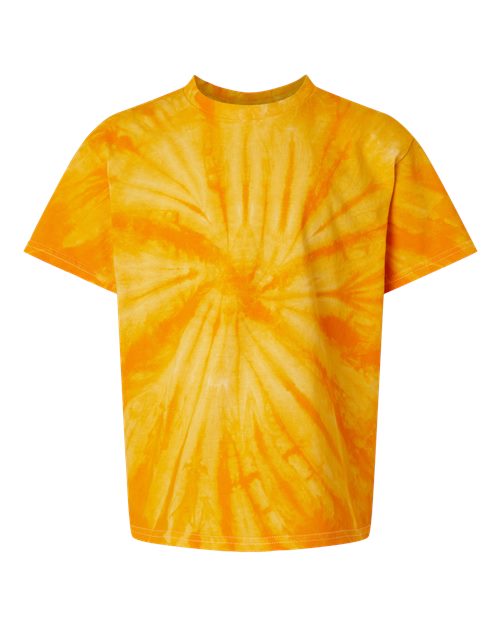 Youth Cyclone Pinwheel Tie-Dyed T-Shirt - Front - B83314123 - Gold
