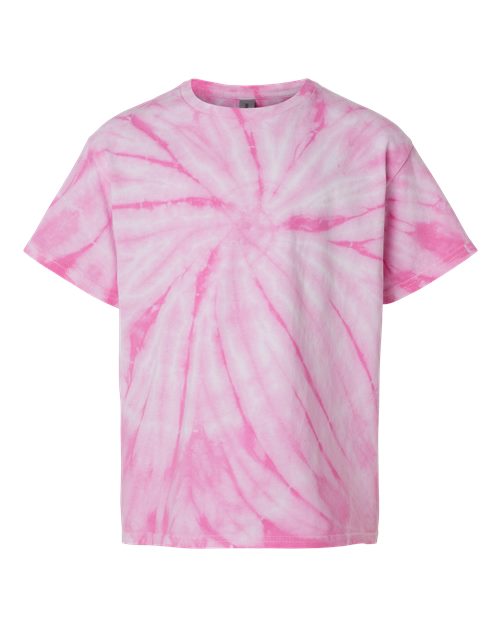 Youth Cyclone Pinwheel Tie-Dyed T-Shirt - Front - B83314305 - Pink