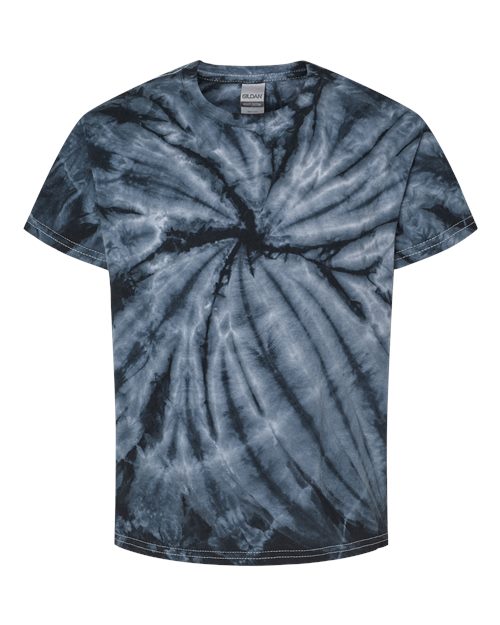 Youth Cyclone Pinwheel Tie-Dyed T-Shirt - Front - B83314505 - Black