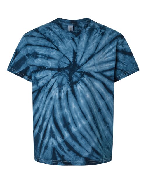 Youth Cyclone Pinwheel Tie-Dyed T-Shirt - Front - B83314655 - Navy