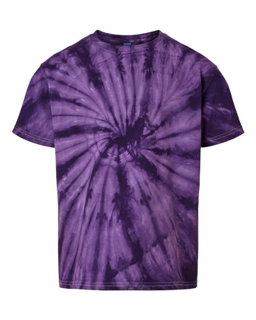 Youth Cyclone Pinwheel Tie-Dyed T-Shirt - Front - B83314673 - Purple