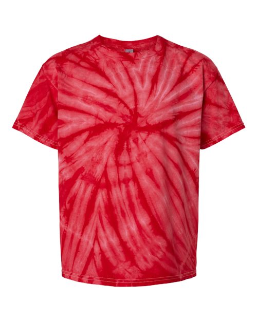 Youth Cyclone Pinwheel Tie-Dyed T-Shirt - Front - B83314705 - Red