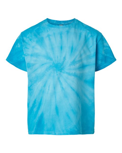 Youth Cyclone Pinwheel Tie-Dyed T-Shirt - Front - B83314783 - Turquoise