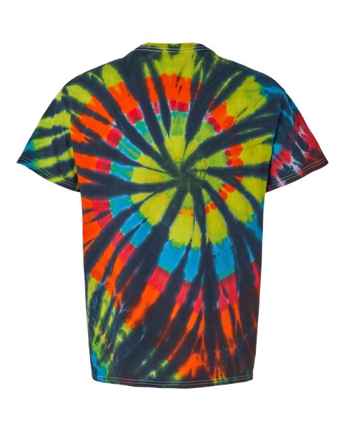 Rainbow Cut-Spiral Tie-Dyed T-Shirt - Back - B00714973 - Black Rainbow Cut-Spiral