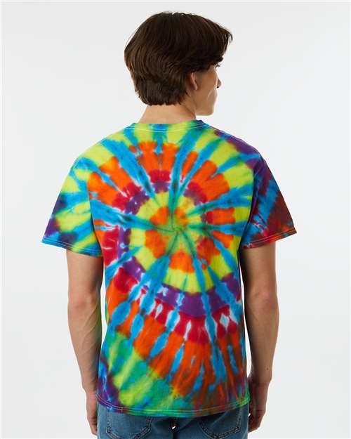 Rainbow Cut-Spiral Tie-Dyed T-Shirt - OnModelBack - B00714963 - Champ