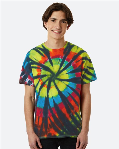 Rainbow Cut-Spiral Tie-Dyed T-Shirt - styleImage
