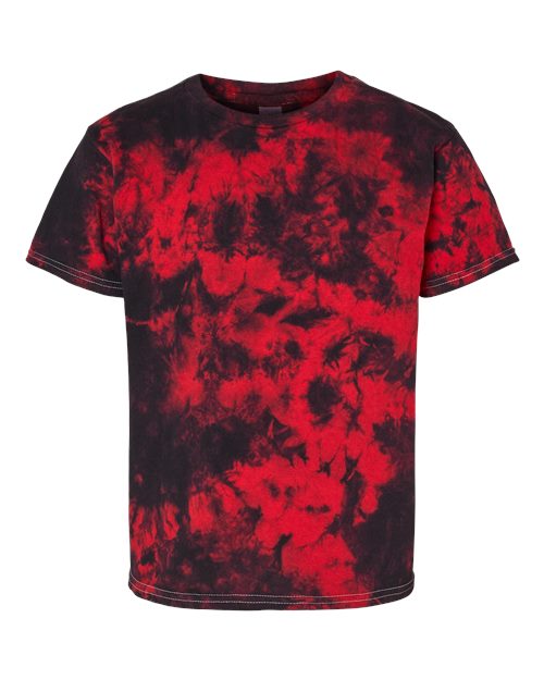 Youth Crystal Tie-Dyed T-Shirt - Front - B16714715 - Black/ Red Crystal