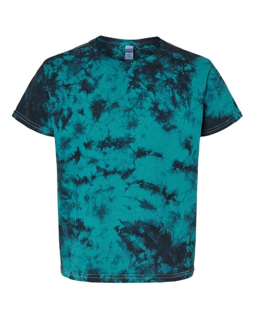 Youth Crystal Tie-Dyed T-Shirt - Front - B16714733 - Black/ Teal