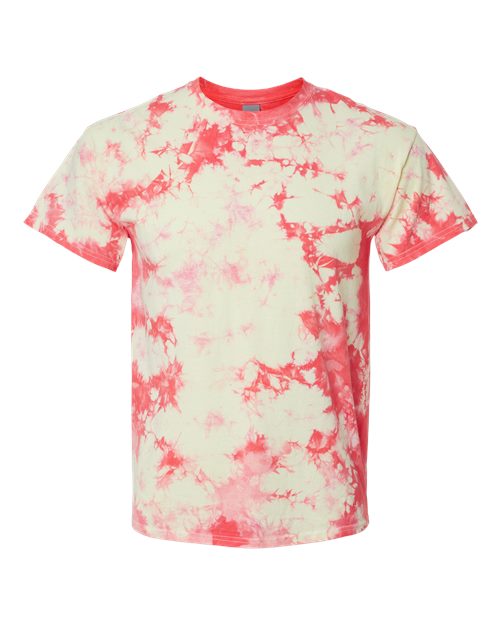 Crystal Tie-Dyed T-Shirt - Front - B16814994 - Coral/ Soft Yellow