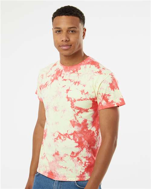 Crystal Tie-Dyed T-Shirt - OnModelSide - B16814994 - Coral/ Soft Yellow