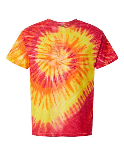Multi-Color Spiral Tie-Dyed T-Shirt - Front - B01214013 - Inferno
