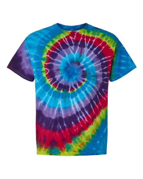 Multi-Color Spiral Tie-Dyed T-Shirt - Front - B01214053 - Festival