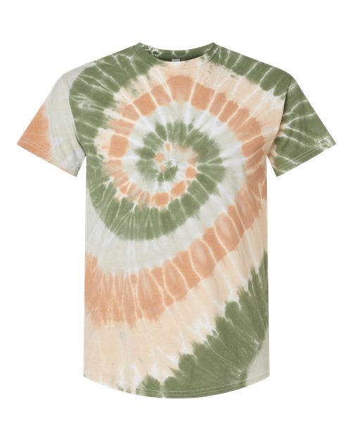 Multi-Color Spiral Tie-Dyed T-Shirt - Front - B01214543 - Moab