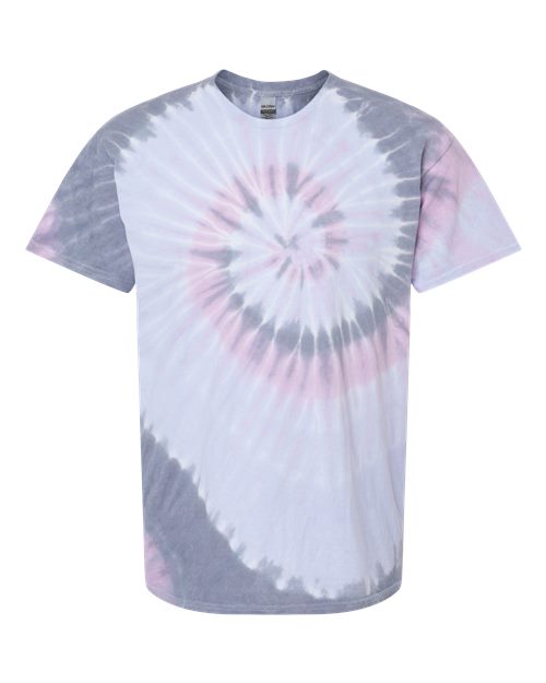 Multi-Color Spiral Tie-Dyed T-Shirt - Front - B01214583 - Malibu