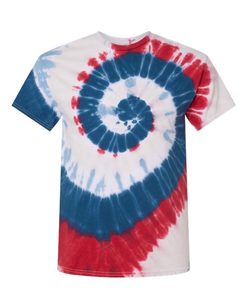 Multi-Color Spiral Tie-Dyed T-Shirt - Front - B01214704 - Patriot