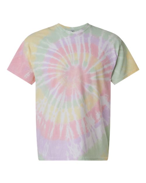 Multi-Color Spiral Tie-Dyed T-Shirt - Front - B01214803 - Hazy Rainbow