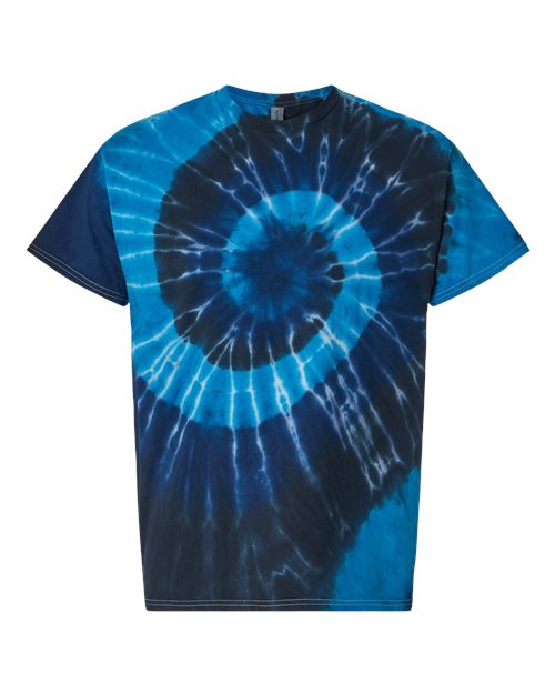 Multi-Color Spiral Tie-Dyed T-Shirt - Front - B01214813 - Deep Sea