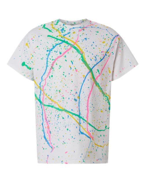 Splatter T-Shirt - Front - B83814943 - White/ Rainbow