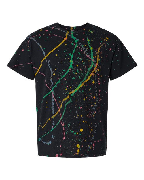 Splatter T-Shirt - Front - B83814956 - Black/ Rainbow