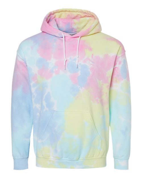 Blended Tie-Dyed Hooded Sweatshirt - Front - B84514263 - Pastel Rainbow