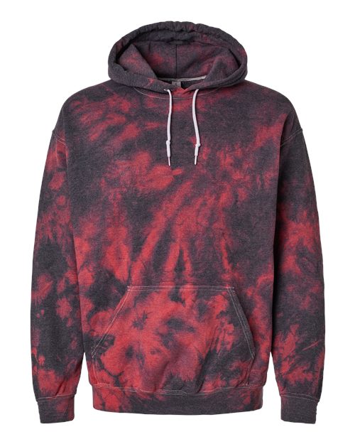 Blended Tie-Dyed Hooded Sweatshirt - Front - B84514533 - Black/ Red Crystal
