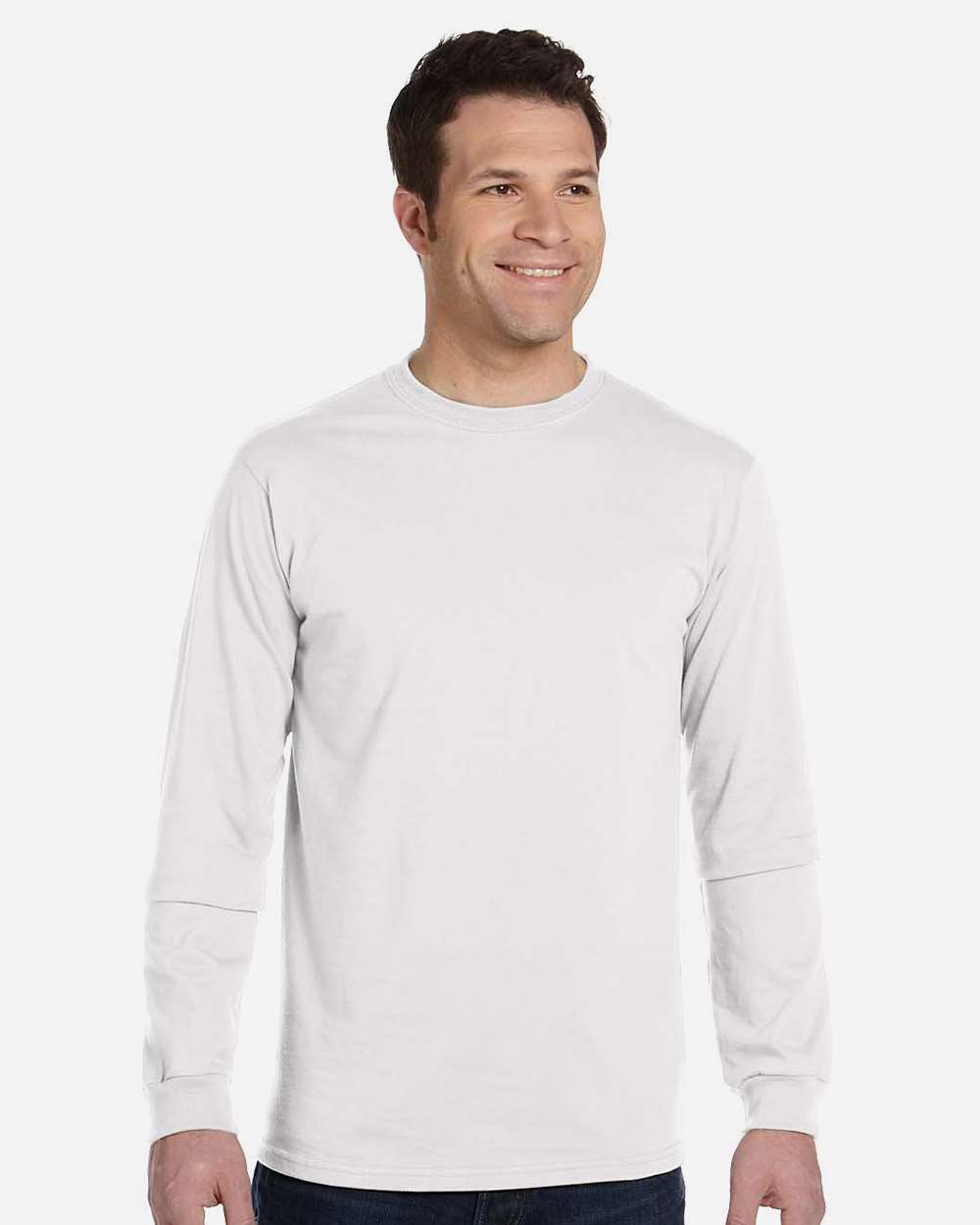 Unisex Classic Long Sleeve T-Shirt - OnModelFront - B850E9003 - White