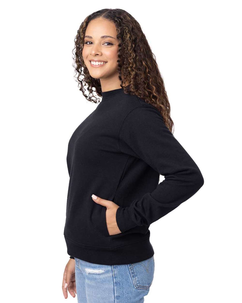 Unisex Reclaimist Crewneck Sweatshirt - OnModelSide - B858E9502 - Black