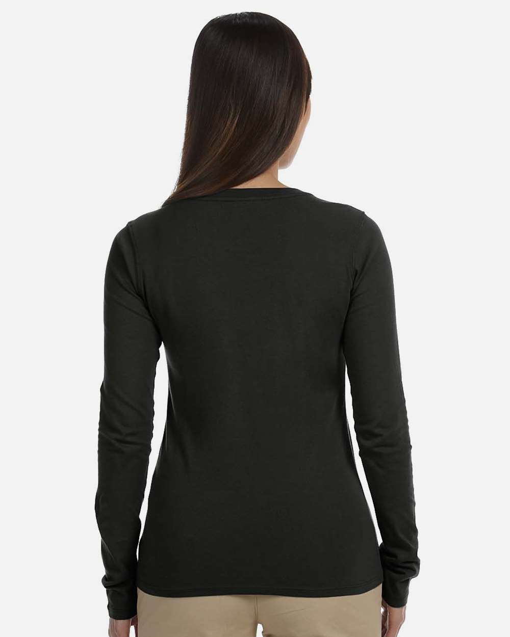 Women's Classic Long Sleeve T-Shirt - OnModelBack - B852E9503 - Black