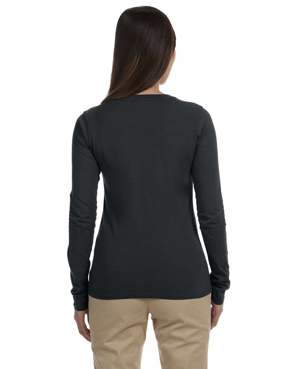 Women's Classic Long Sleeve T-Shirt - OnModelBack - B852E9583 - Charcoal