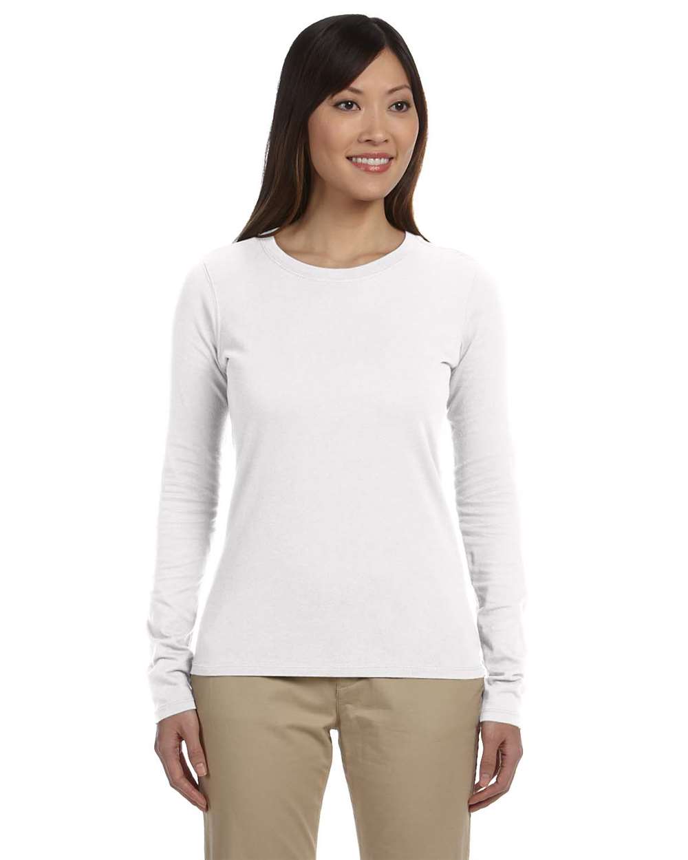 Women's Classic Long Sleeve T-Shirt - OnModelFront - B852E9003 - White