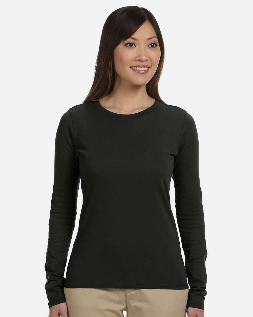Women's Classic Long Sleeve T-Shirt - OnModelFront - B852E9503 - Black